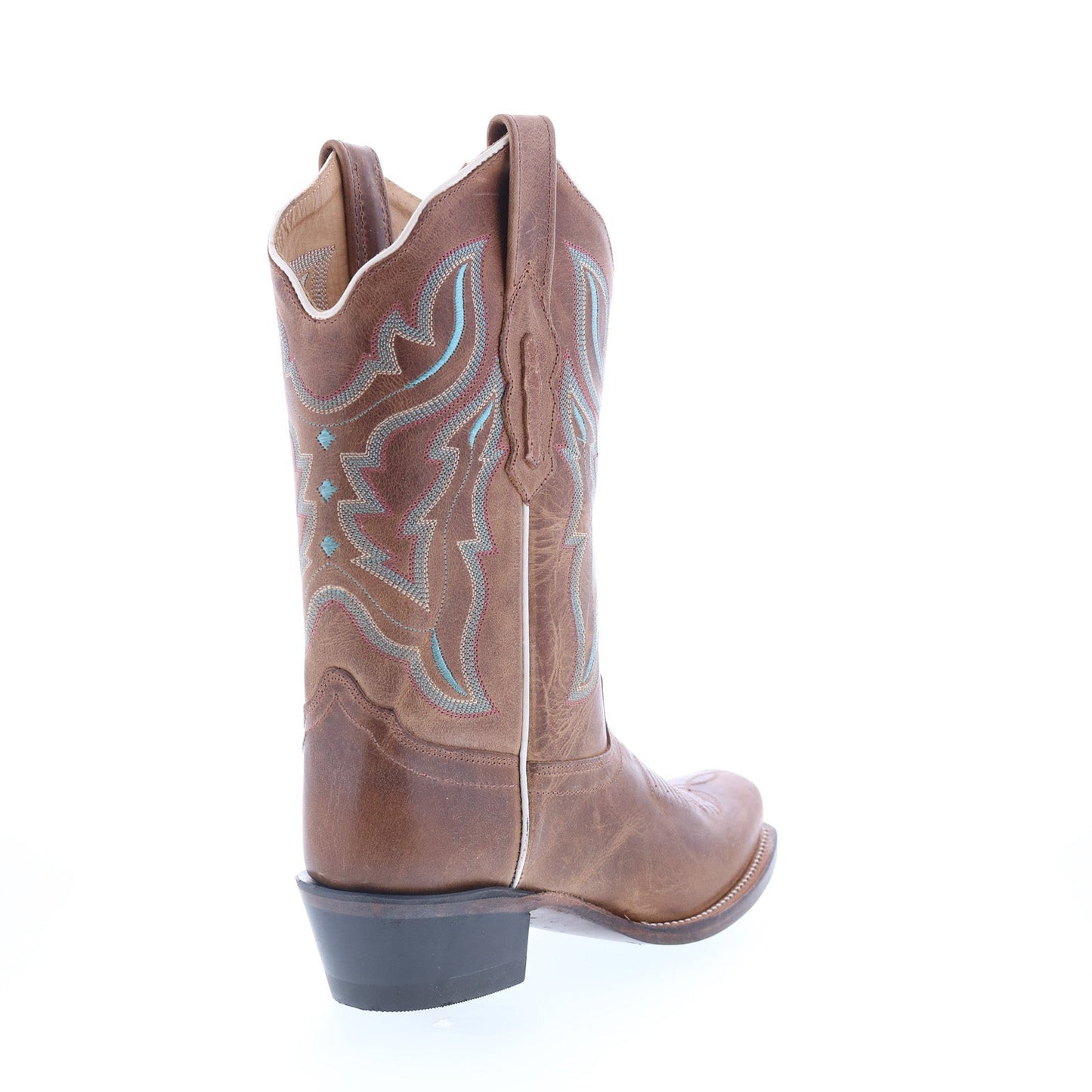 Jama Old West 18006 Womens Brown Leather Slip On Cowboy Western Boots