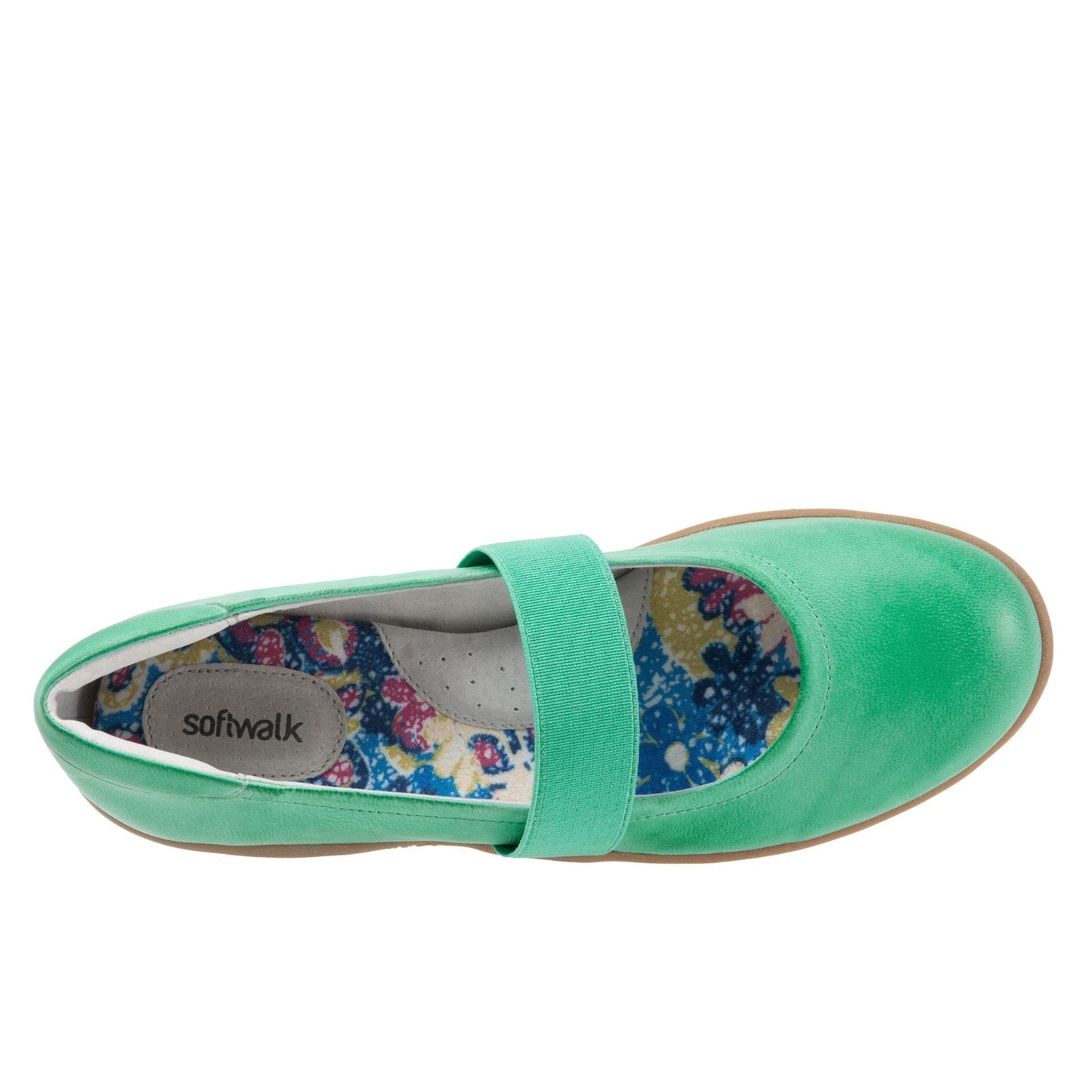 Softwalk High Point S1466-338 Womens Green Narrow Mary Jane Flats Shoes
