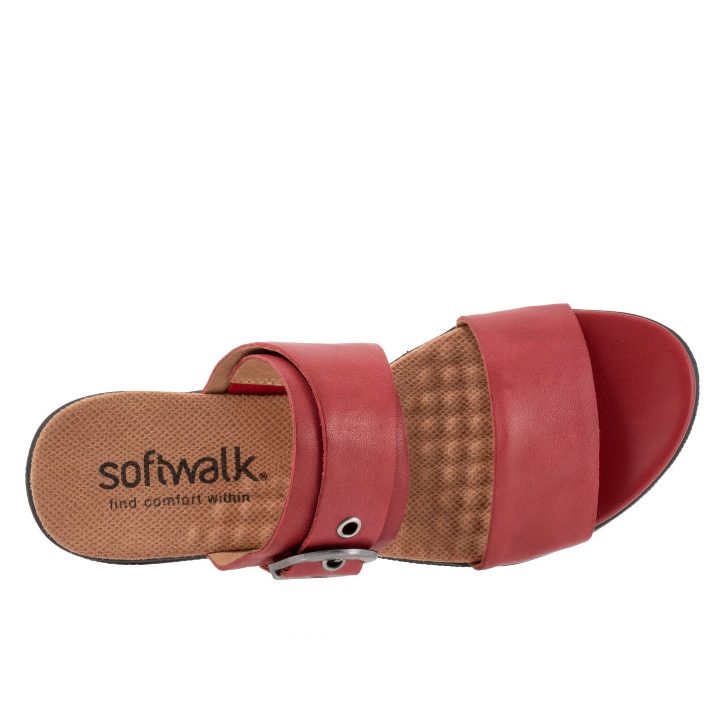Softwalk Toki S2322-601 Womens Red Extra Wide Leather Slides Sandals Shoes