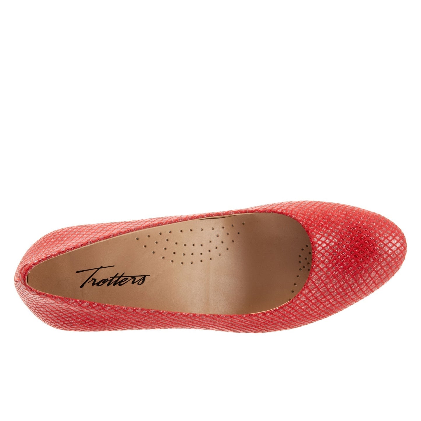 Trotters Fab T1905-600 Womens Red Wide Leather Slip On Pumps Heels Shoes