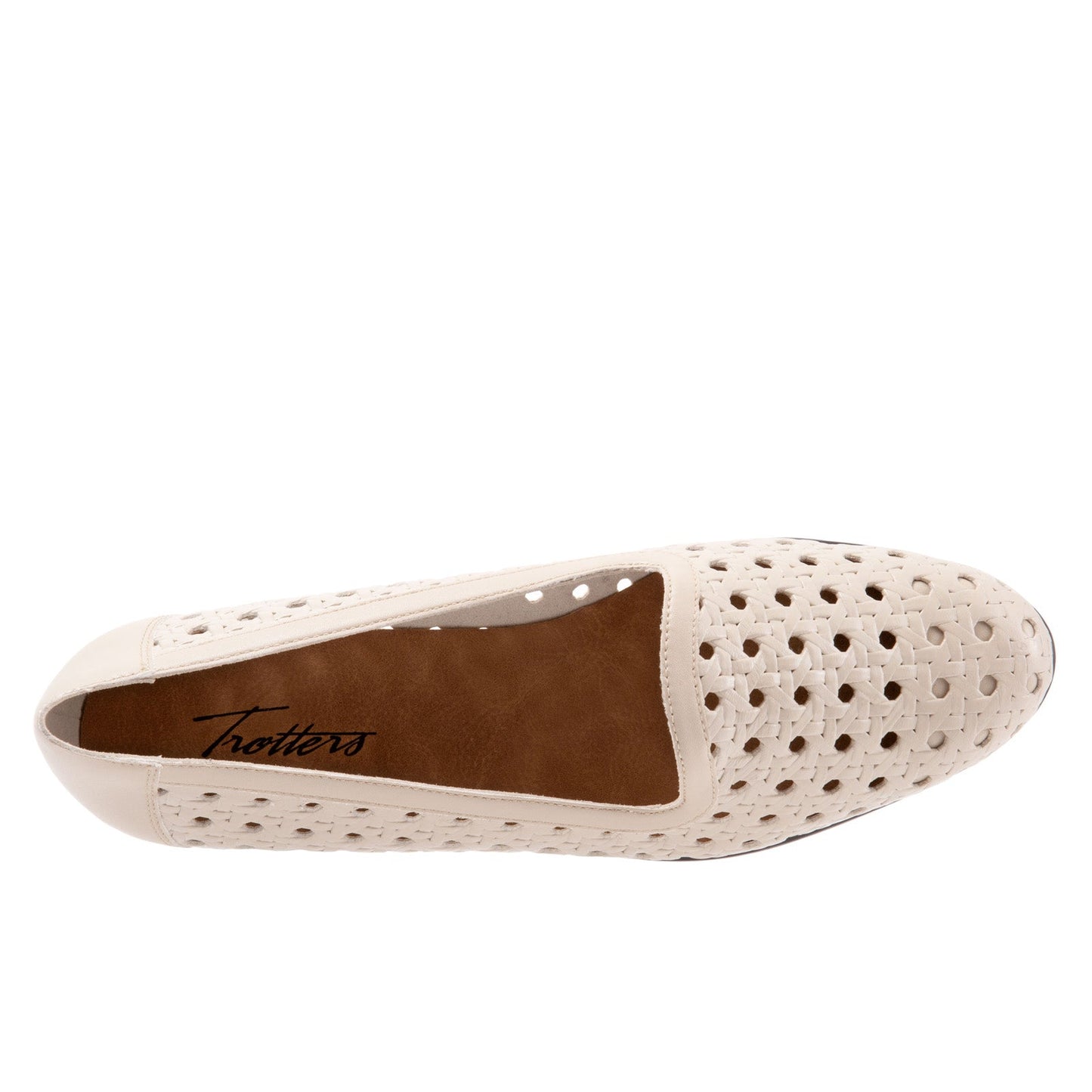 Trotters Liz Open Weave T1909-126 Womens Beige Leather Loafer Flats Shoes