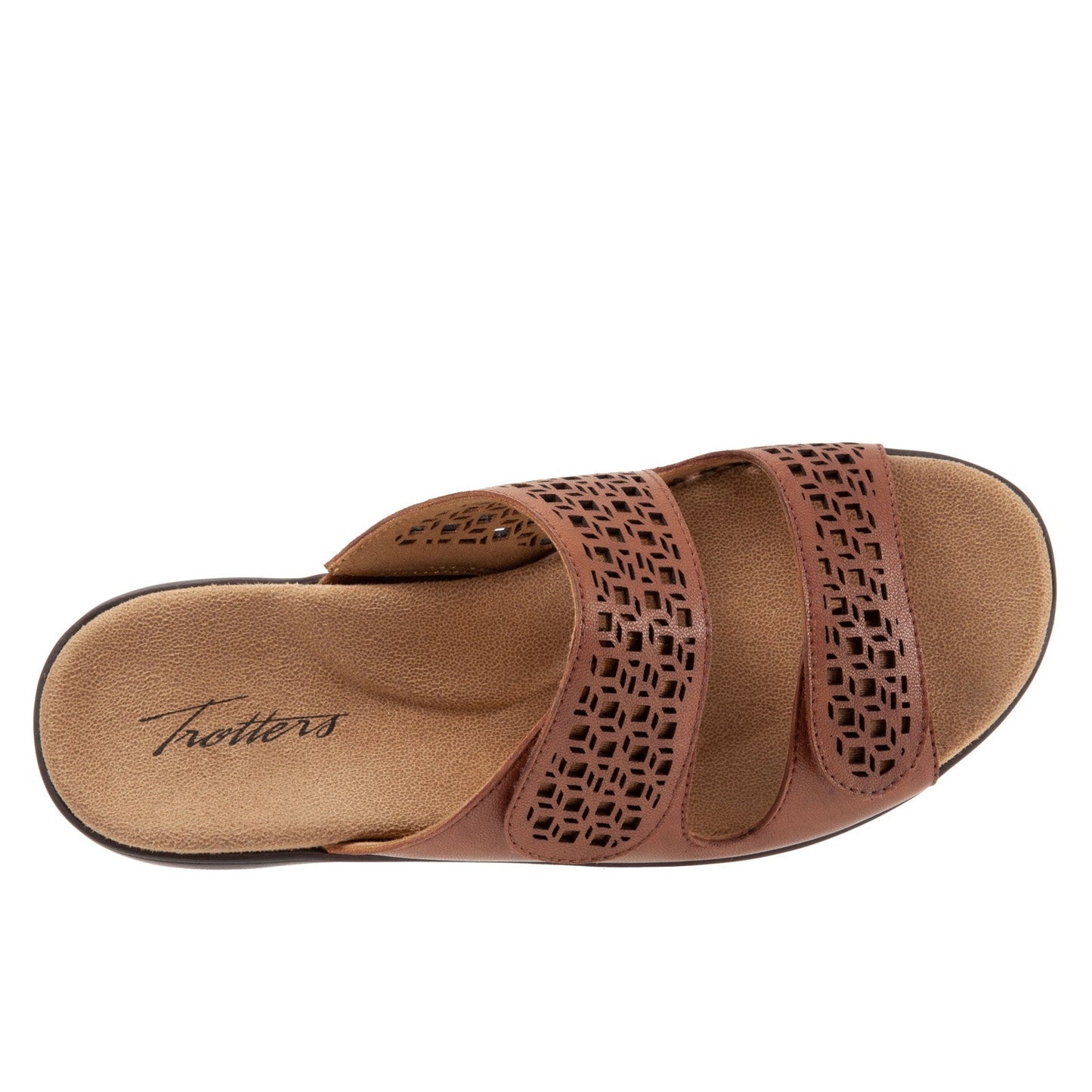 Trotters Ruthie T2113-215 Womens Brown Leather Strap Slides Sandals Shoes