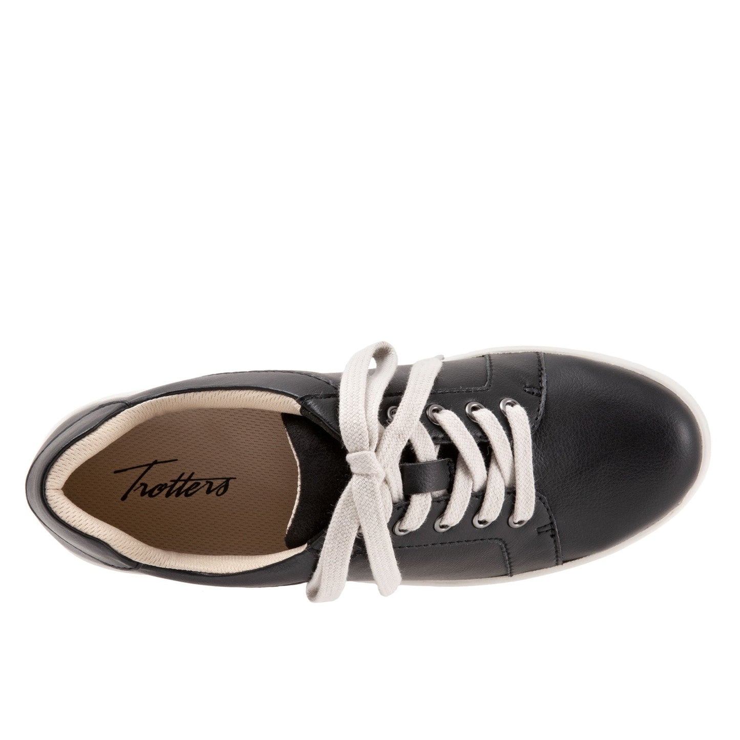 Trotters Adore T2117-001 Womens Black Leather Lace Up Lifestyle Sneakers Shoes