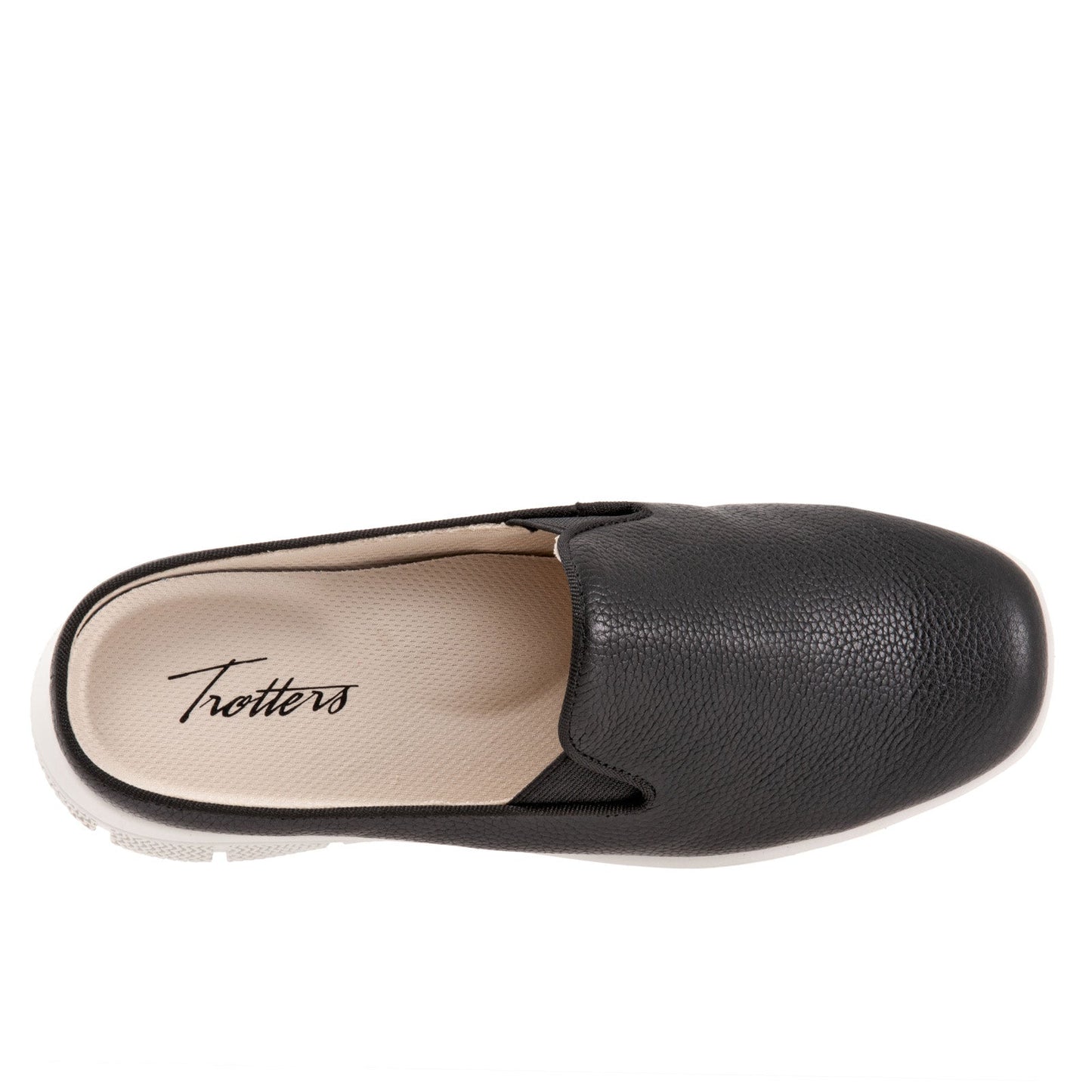 Trotters Uma T2238-001 Womens Black Leather Slip On Mule Flats Shoes