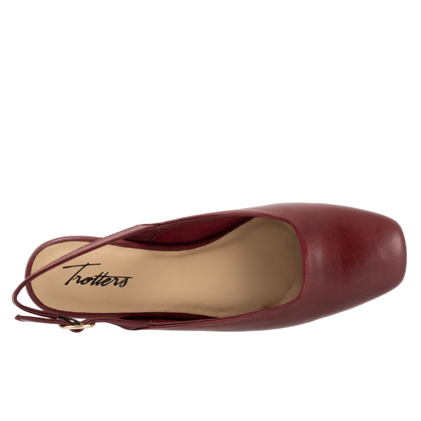 Trotters Holly T2307-642 Womens Red Leather Hook & Loop Slingback Flats Shoes