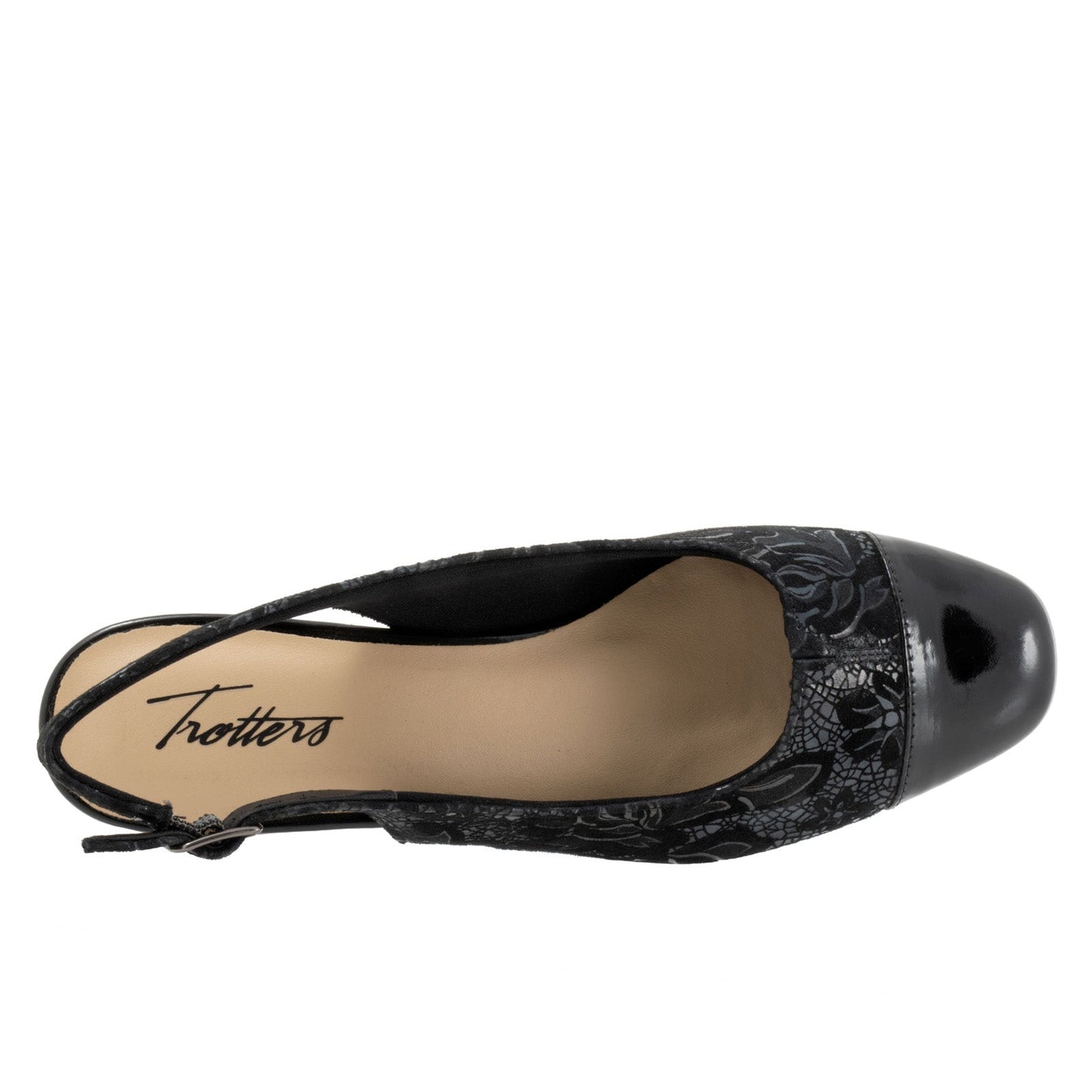 Trotters Dea T7001-061 Womens Black Narrow Leather Slingback Heels Shoes