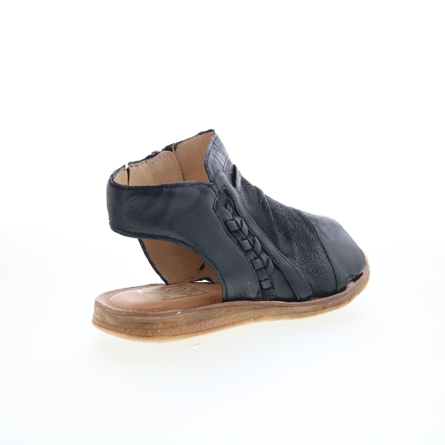Miz Mooz Flaire Womens Black Leather Zipper Strap Sandals Shoes