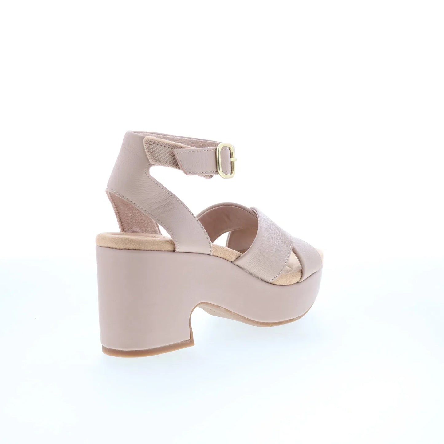 Clarks Nerisa Pearl 26181931 Womens Beige Wide Leather Strap Heels Shoes