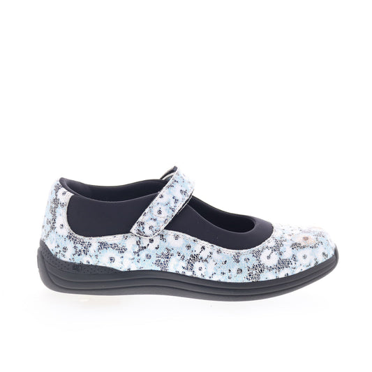 Drew Rose 14375-3P Womens Blue Leather Mary Jane Flats Shoes