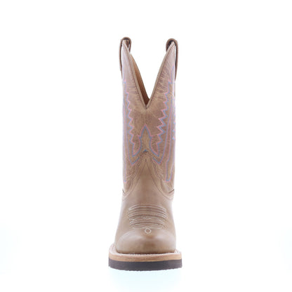 Jama Old West 1639L Womens Brown Leather Slip On Cowboy Western Boots