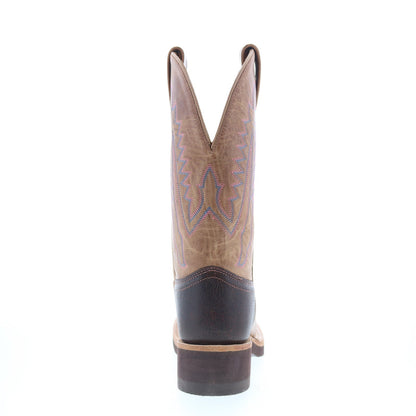 Jama Old West 1639L Womens Brown Leather Slip On Cowboy Western Boots