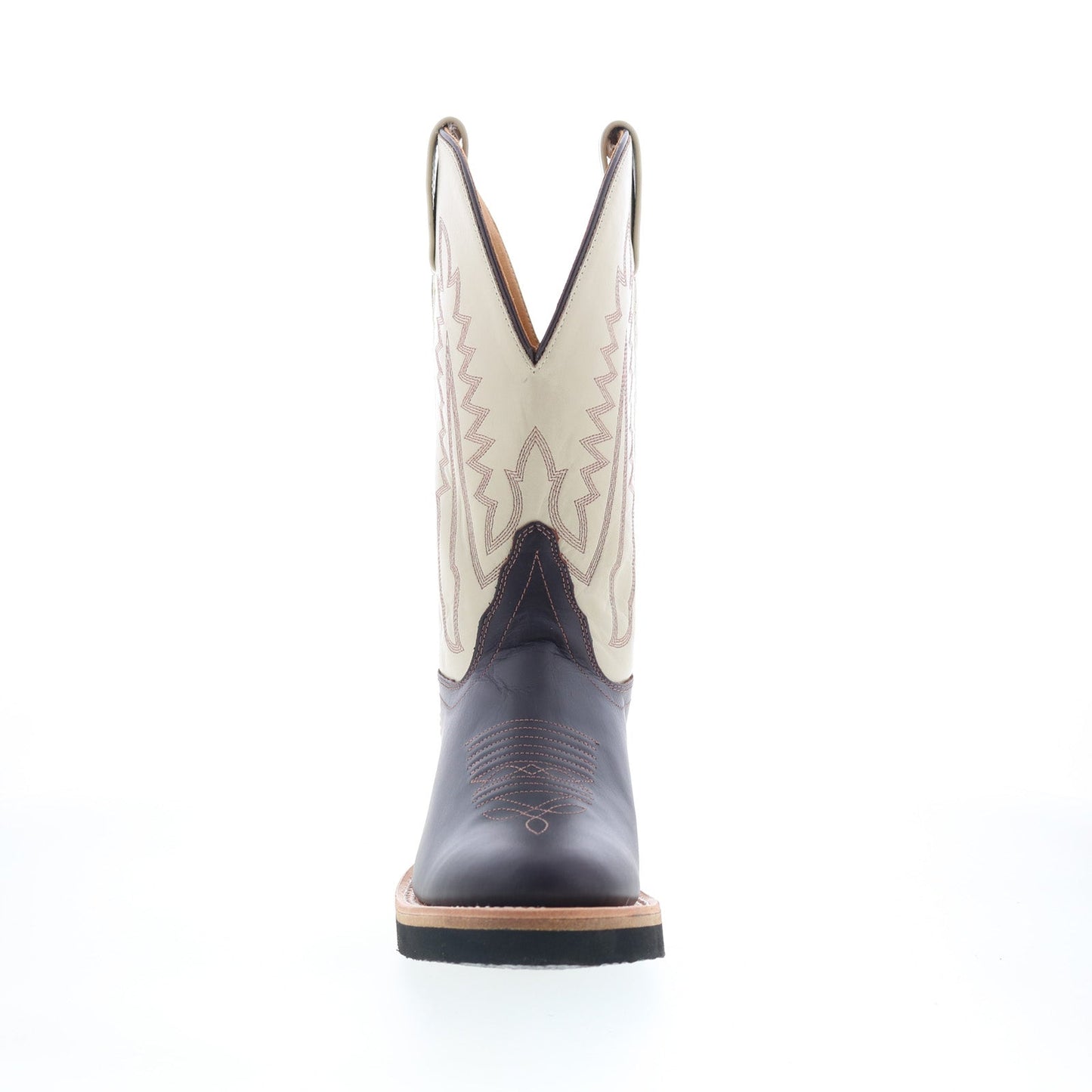 Jama Old West 1642L Womens Brown Leather Slip On Cowboy Western Boots