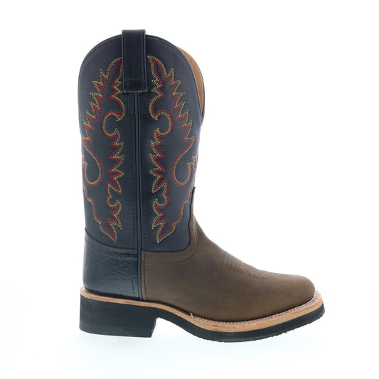 Jama Old West 1643L Womens Brown Leather Slip On Cowboy Western Boots
