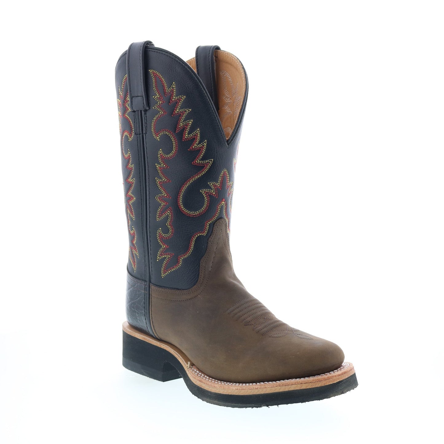 Jama Old West 1643L Womens Brown Leather Slip On Cowboy Western Boots