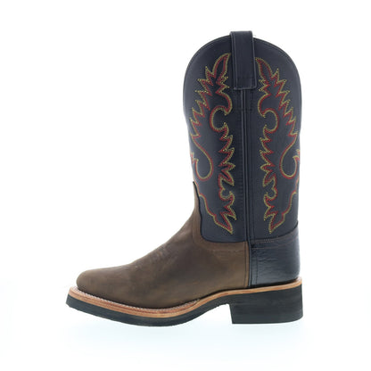 Jama Old West 1643L Womens Brown Leather Slip On Cowboy Western Boots