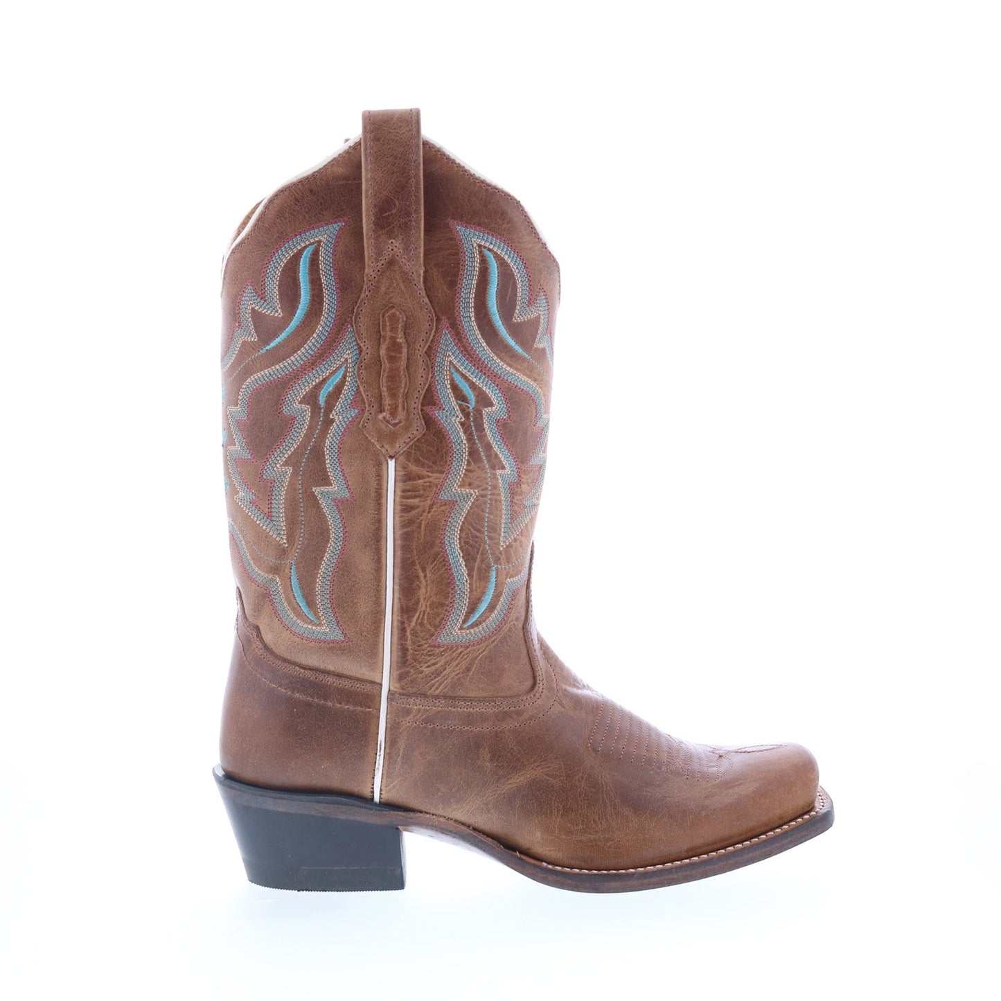 Jama Old West 18006 Womens Brown Leather Slip On Cowboy Western Boots