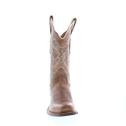 Jama Old West 18006 Womens Brown Leather Slip On Cowboy Western Boots