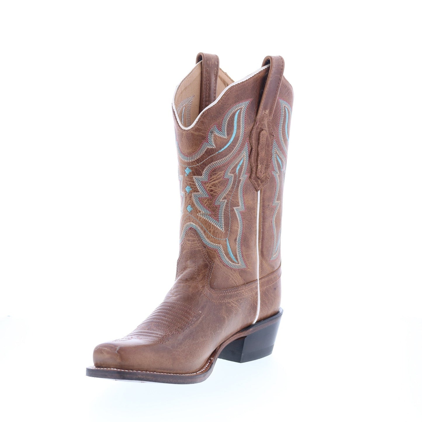 Jama Old West 18006 Womens Brown Leather Slip On Cowboy Western Boots