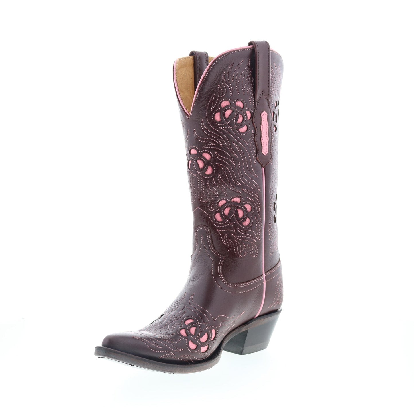 Jama Old West 18057 Womens Brown Leather Slip On Cowboy Western Boots