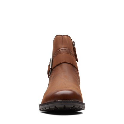 Clarks Clarkwell Strap 26167536 Womens Brown Leather Casual Dress Boots