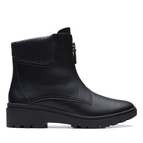 Clarks Calla Zip 26167695 Womens Black Leather Zipper Casual Dress Boots