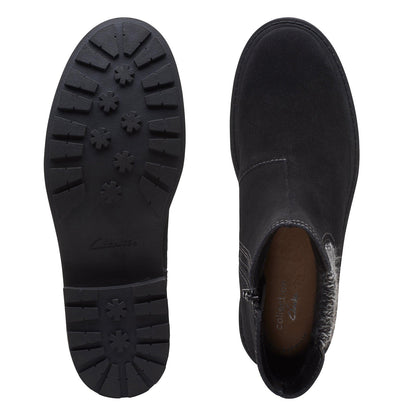 Clarks Opal Sky 26167827 Womens Black Suede Slip On Chelsea Boots