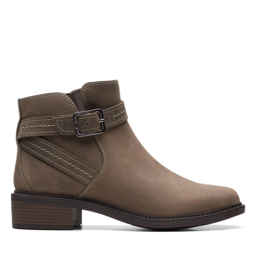 Clarks Maye Strap 26168052 Womens Gray Leather Zipper Ankle & Booties Boots