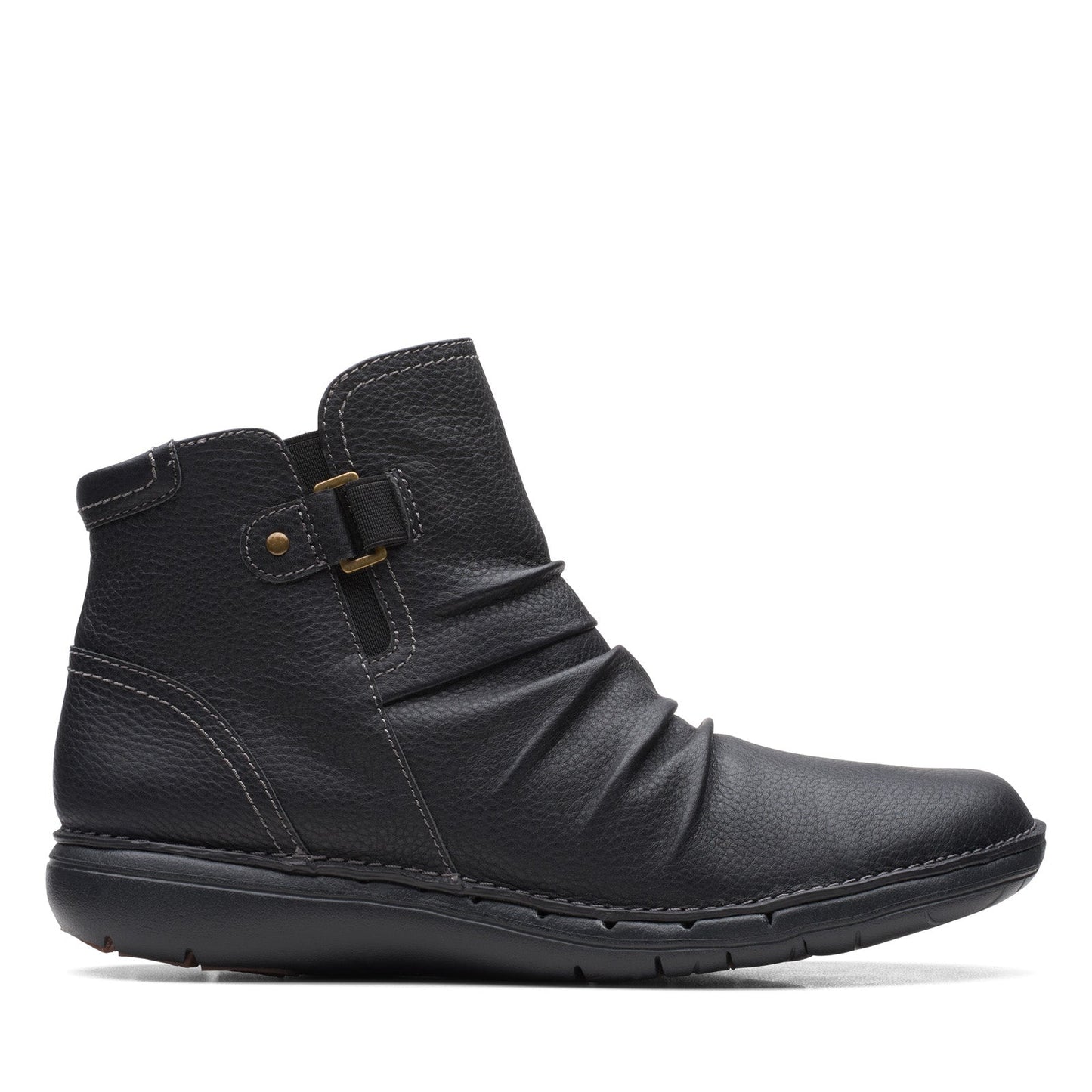 Clarks Un Loop Top 26168673 Womens Black Wide Leather Ankle & Booties Boots