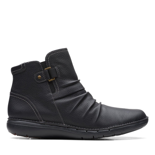 Clarks Un Loop Top 26168673 Womens Black Wide Leather Ankle & Booties Boots