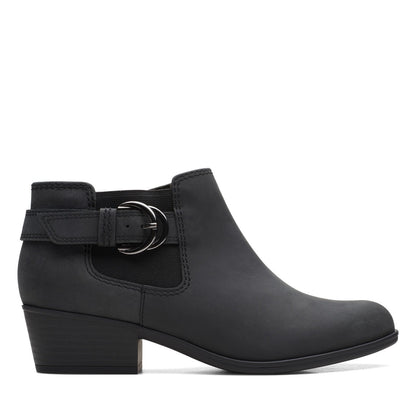 Clarks Adreena Field 26169610 Womens Black Leather Ankle & Booties Boots