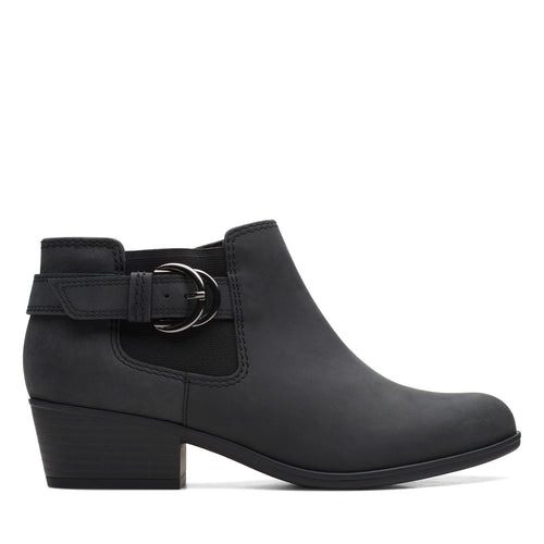 Clarks Adreena Field 26169610 Womens Black Wide Leather Ankle & Booties Boots