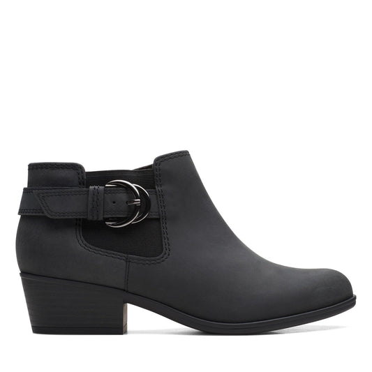 Clarks Adreena Field 26169610 Womens Black Wide Leather Ankle & Booties Boots
