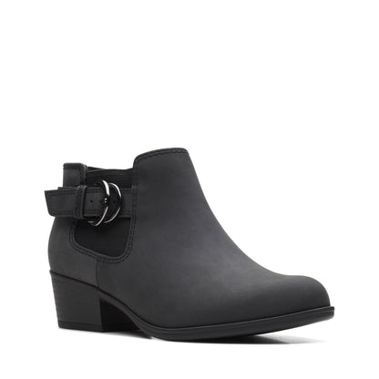 Clarks Adreena Field 26169610 Womens Black Leather Ankle & Booties Boots