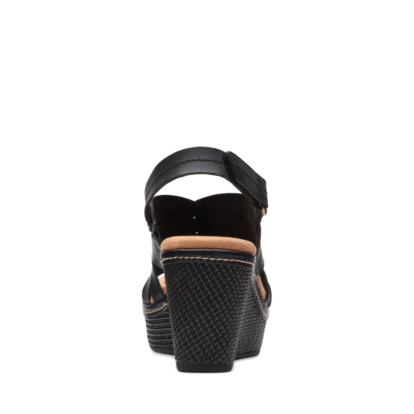 Clarks Elleri Grace 26171531 Womens Black Leather Strap Wedges Sandals Shoes