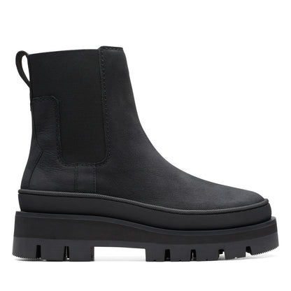 Clarks Orianna 2 Top 26174067 Womens Black Nubuck Slip On Casual Dress Boots