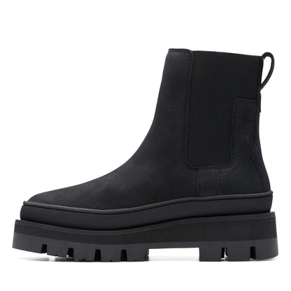 Clarks Orianna 2 Top 26174067 Womens Black Nubuck Slip On Casual Dress Boots