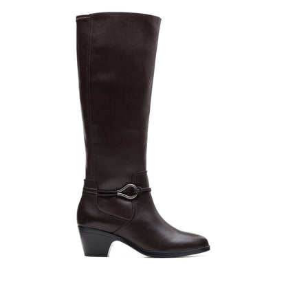 Clarks Emily 2 Sky 26174084 Womens Brown Leather Zipper Knee High Boots