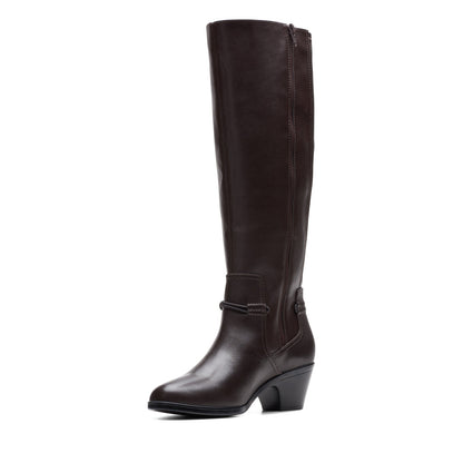 Clarks Emily 2 Sky 26174084 Womens Brown Leather Zipper Knee High Boots