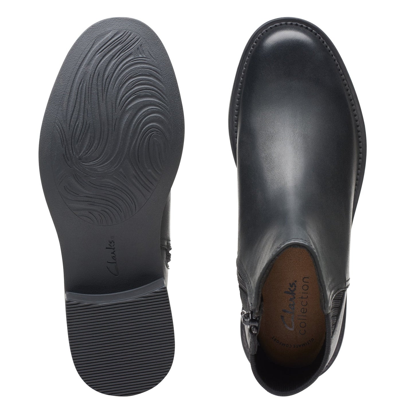 Clarks Maye Palm 26174354 Womens Black Wide Leather Casual Dress Boots