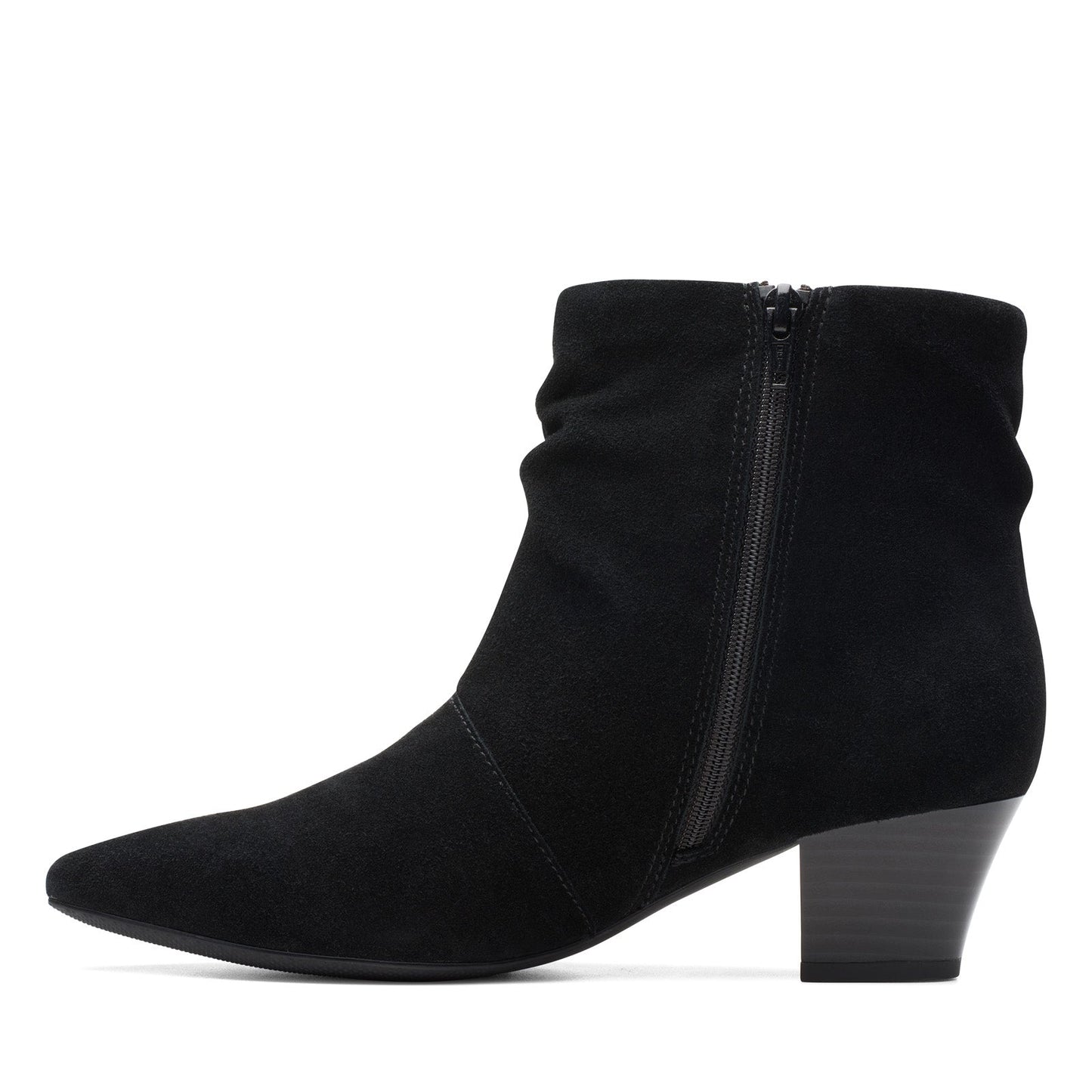 Clarks Teresa Skip 26174445 Womens Black Suede Zipper Ankle & Booties Boots