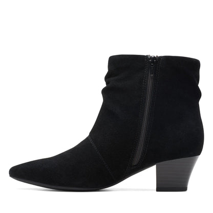 Clarks Teresa Skip 26174445 Womens Black Suede Zipper Ankle & Booties Boots