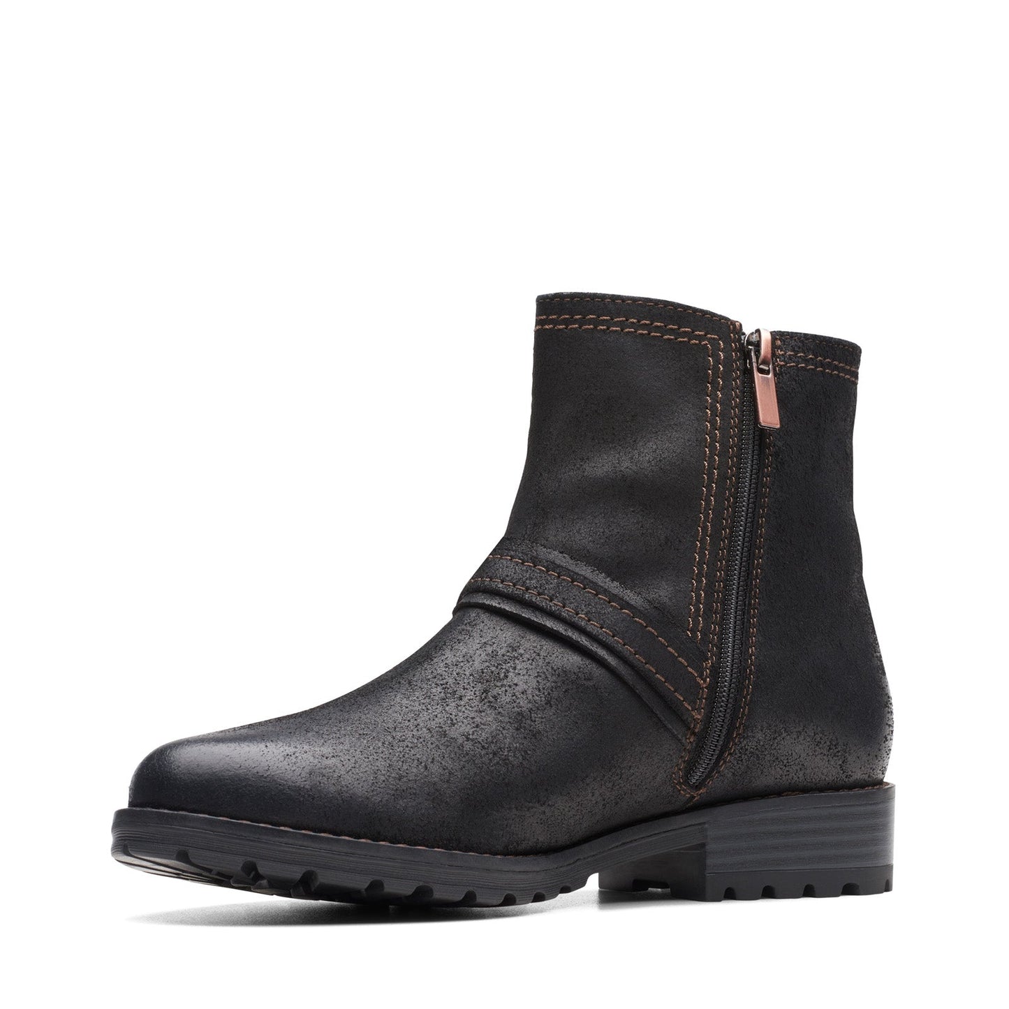 Clarks Aspra Buckle 26174952 Womens Black Suede Zipper Casual Dress Boots