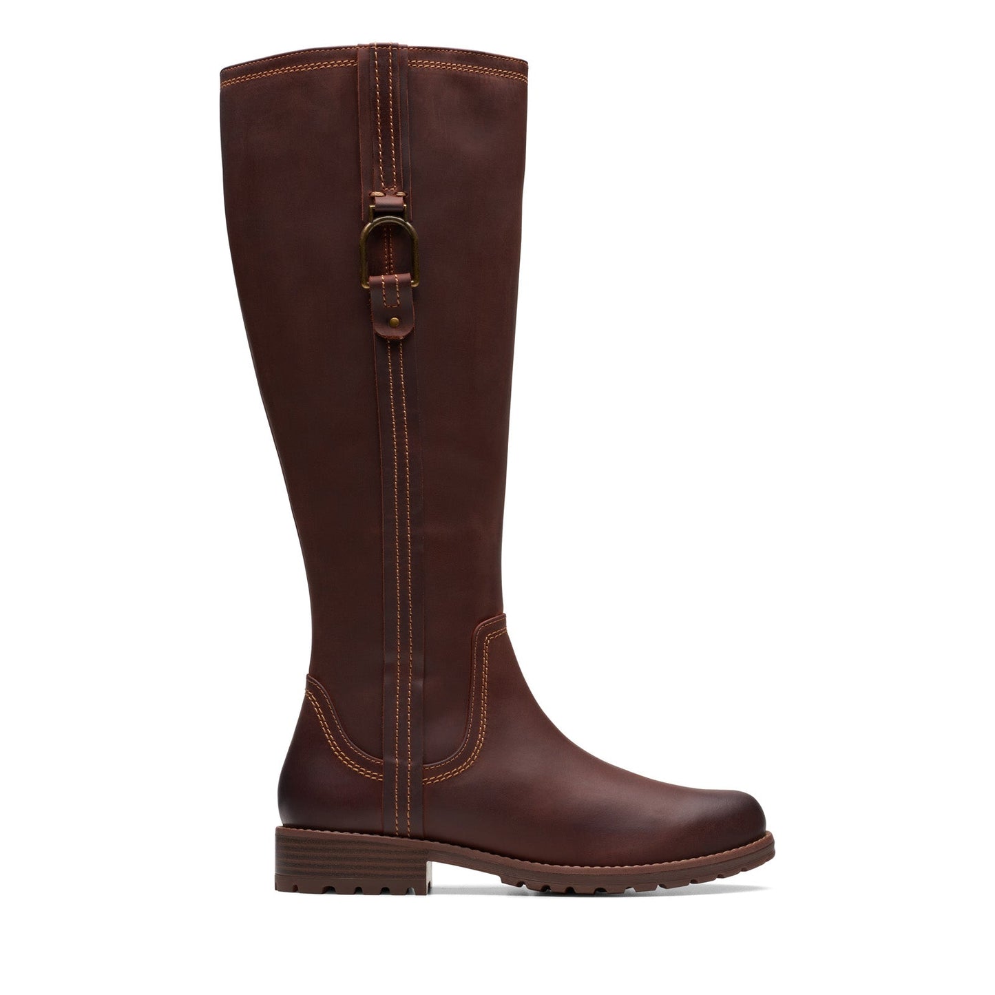 Clarks Aspra HI 26174956 Womens Brown Leather Zipper Knee High Boots