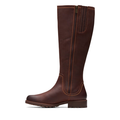 Clarks Aspra HI 26174956 Womens Brown Leather Zipper Knee High Boots