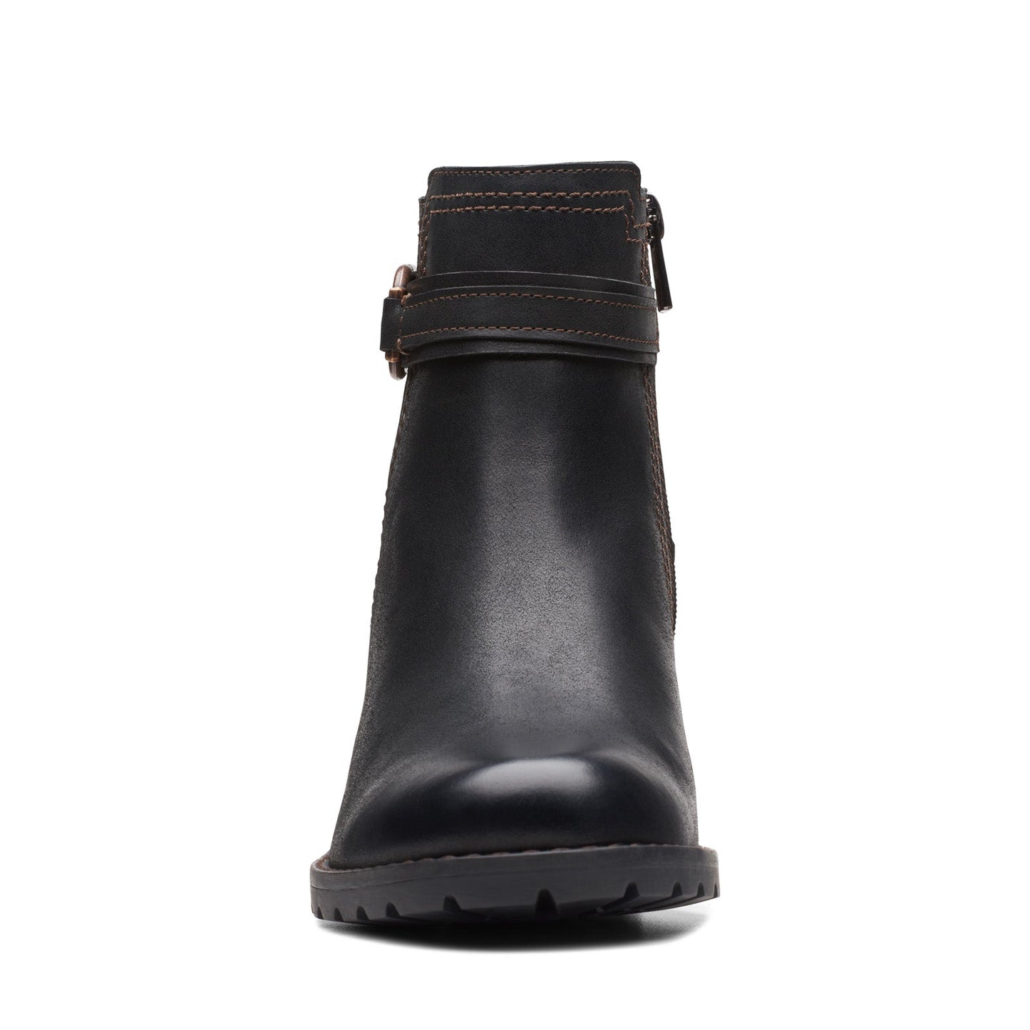 Clarks Leda Strap 26174959 Womens Black Wide Leather Ankle & Booties Boots