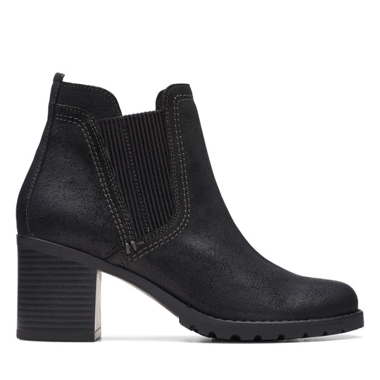 Clarks Leda Up 26174962 Womens Black Wide Suede Ankle & Booties Boots