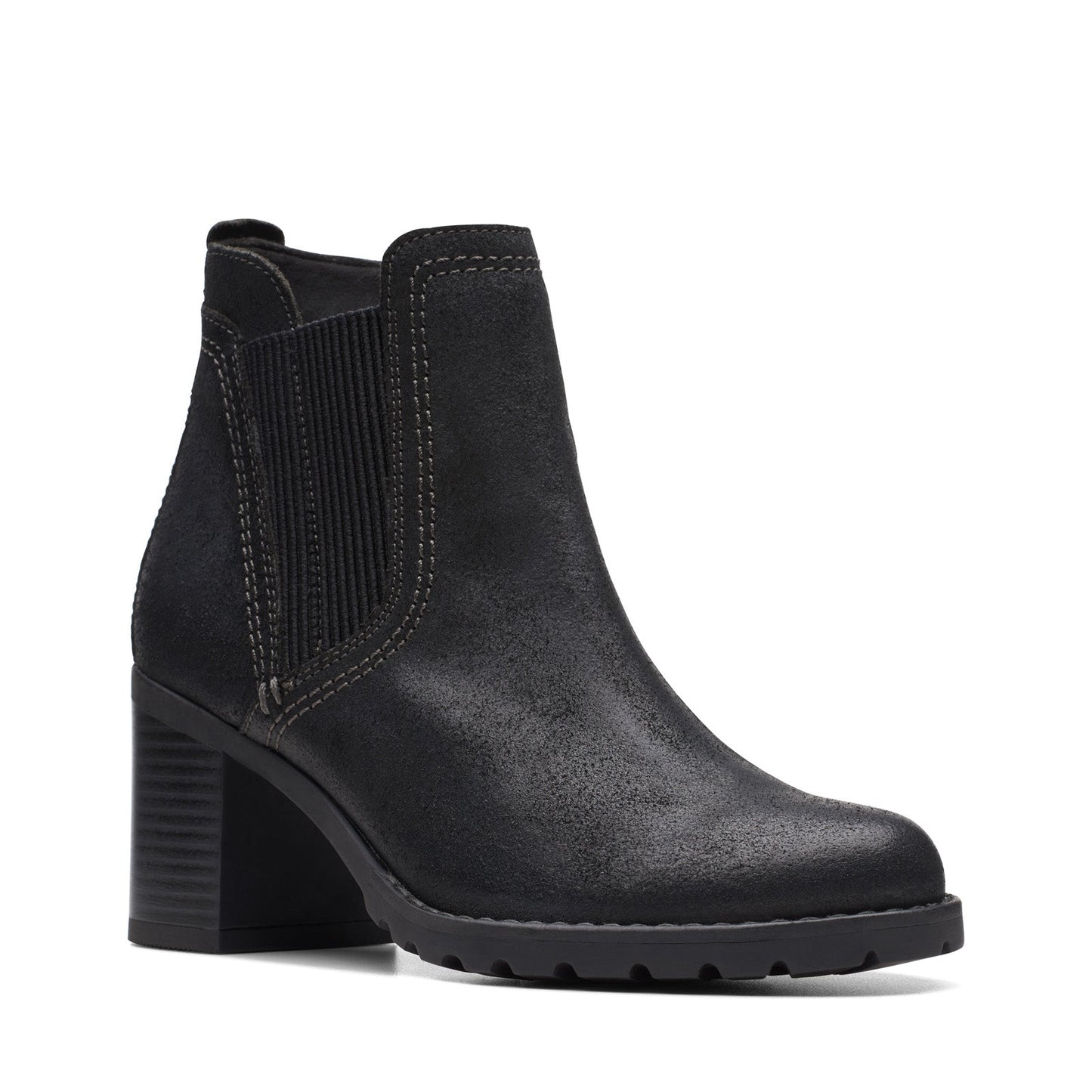Clarks Leda Up 26174962 Womens Black Wide Suede Ankle & Booties Boots