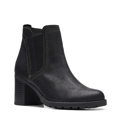 Clarks Leda Up 26174962 Womens Black Wide Suede Ankle & Booties Boots
