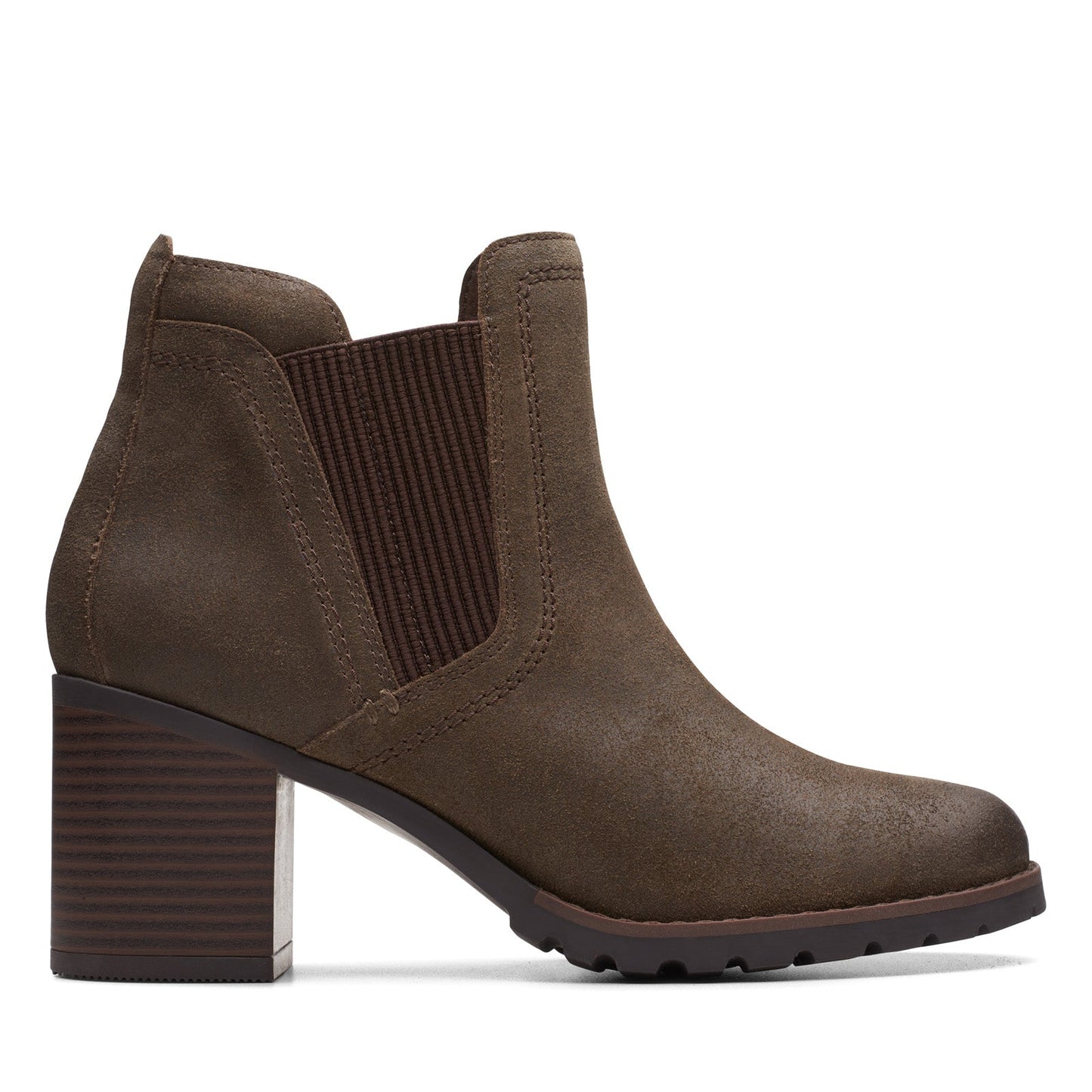 Clarks Leda Up 26174963 Womens Green Suede Zipper Ankle & Booties Boots
