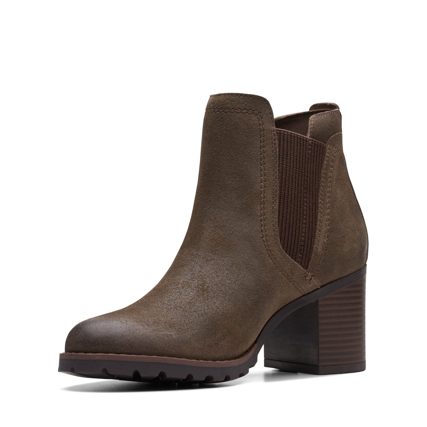 Clarks Leda Up 26174963 Womens Green Suede Zipper Ankle & Booties Boots